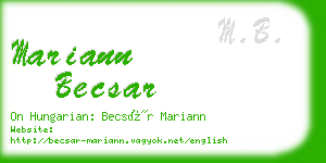 mariann becsar business card